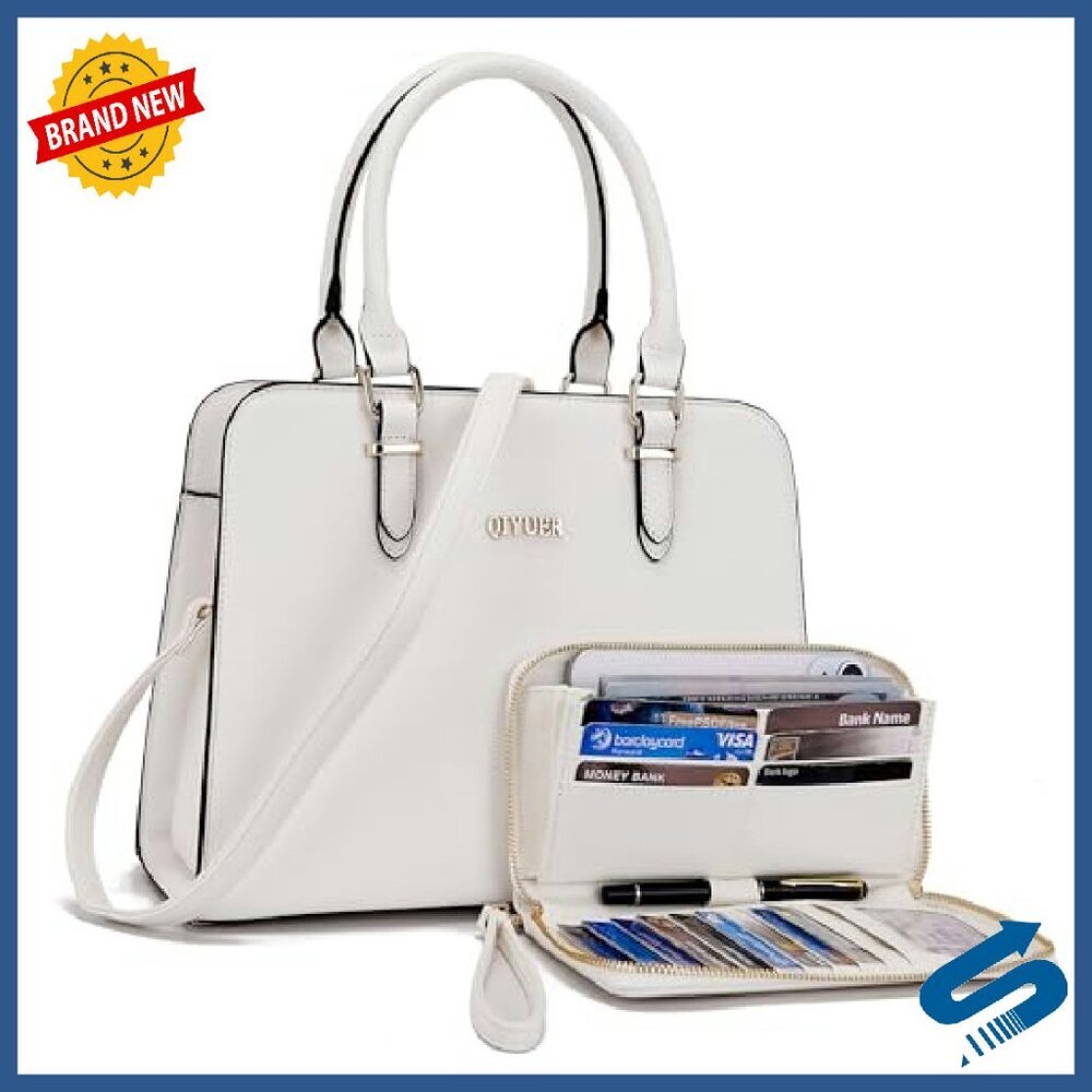 Top Handle Satchel Purse & Wallet Set Work Tote Bag 2pc - Picture 2 of 8